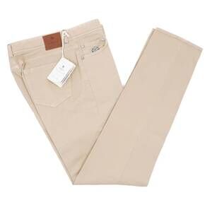 NEW LUIGI BORRELLI NAPOLI men's slim-fit denim jeans in beige